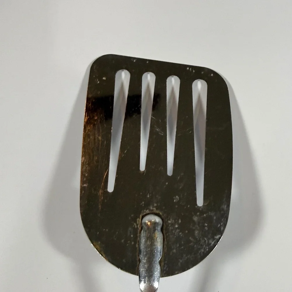 VTG Foley USA Spatula Four Slotted Turner Kitchen Tool Silver Black Chrome 12